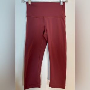 Lululemon Wunder  HR crop 21" Red Maroon Women size 4